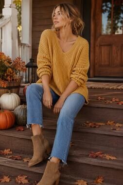 Jenni Kayne Fisherman Sweater Mustard Chunky Knit Coastal Minimalist Size XS